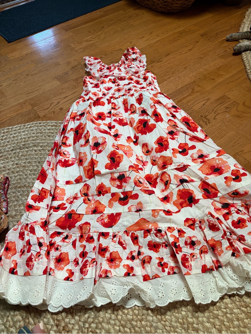 Matilda Jane White Dress with Red and Orange Floral Print